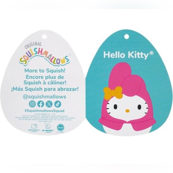 NWT! XL Squishmallows Original Sanrio 14-in Hello Kitty My Melody Hoodie Plushie - Picture 4 of 13